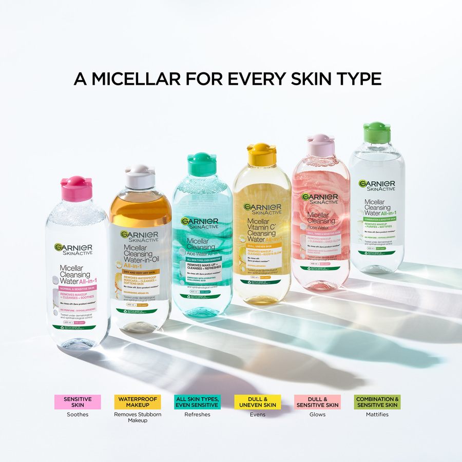 Maybelline Lash Sensational Sky High Mascara Black + Garnier Micellar Cleansing Water Normal & Sensitive Skin