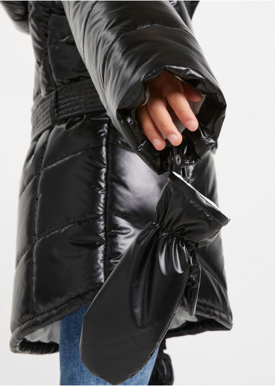 Manteau matelassé hiver fille avec moufles