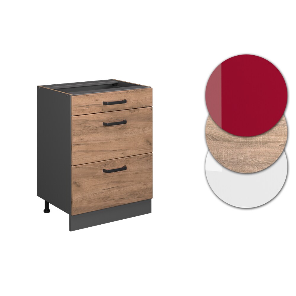 Vicco Schubladenunterschrank Küchenschrank Küchenzeile R-Line 60 cm Anthrazit Eiche Schublade