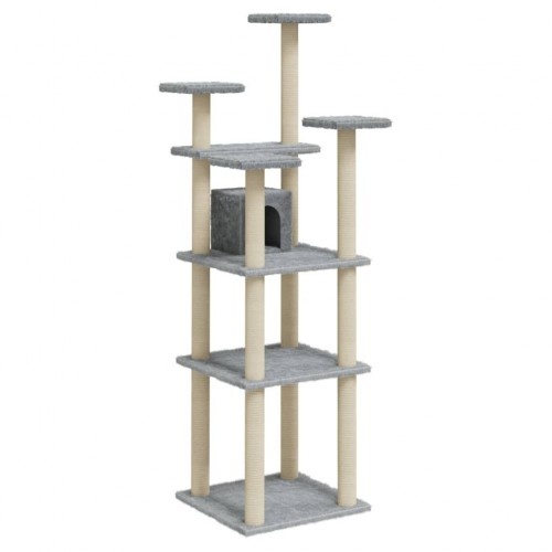 Árvore para gatos Vidaxl com casinha, cinza claro