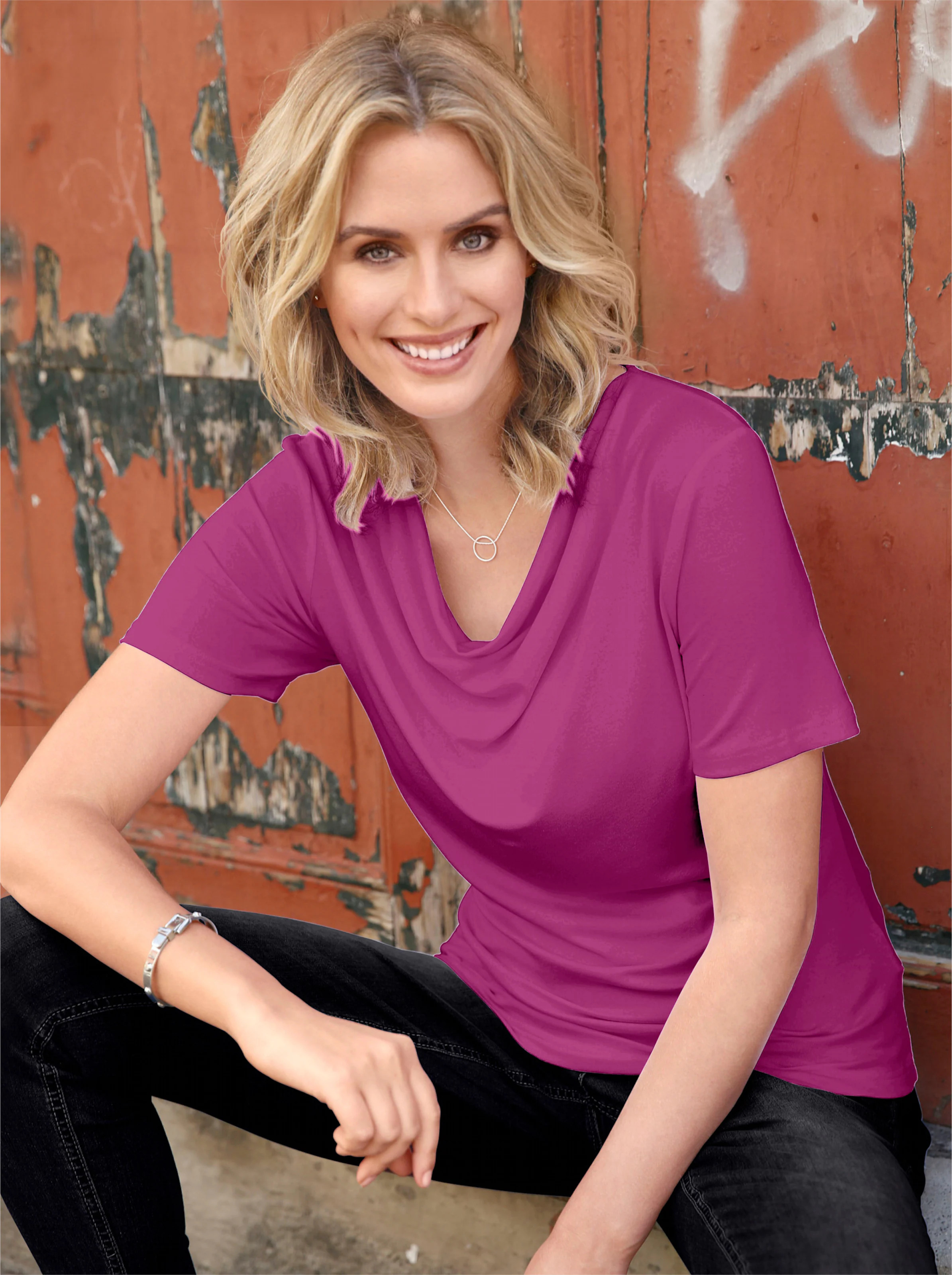 Wasserfallshirt in fuchsia