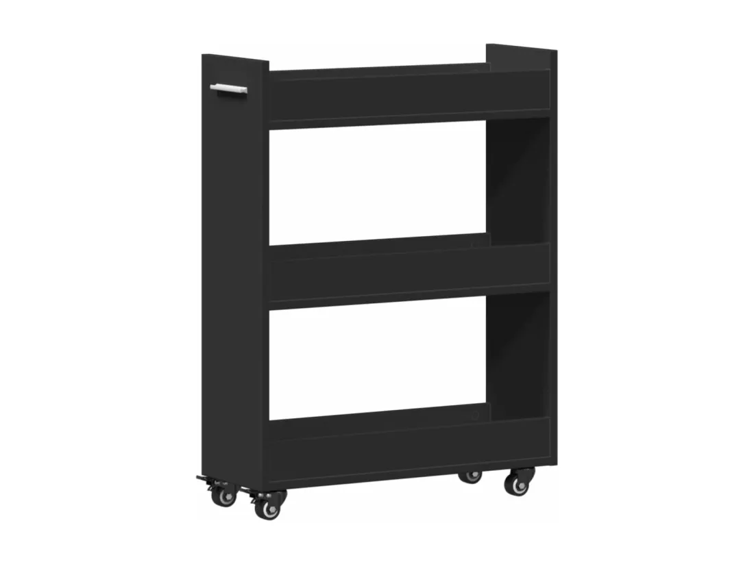 Armoire avec roues noir 60x22x79 cm bois d'ingénierie