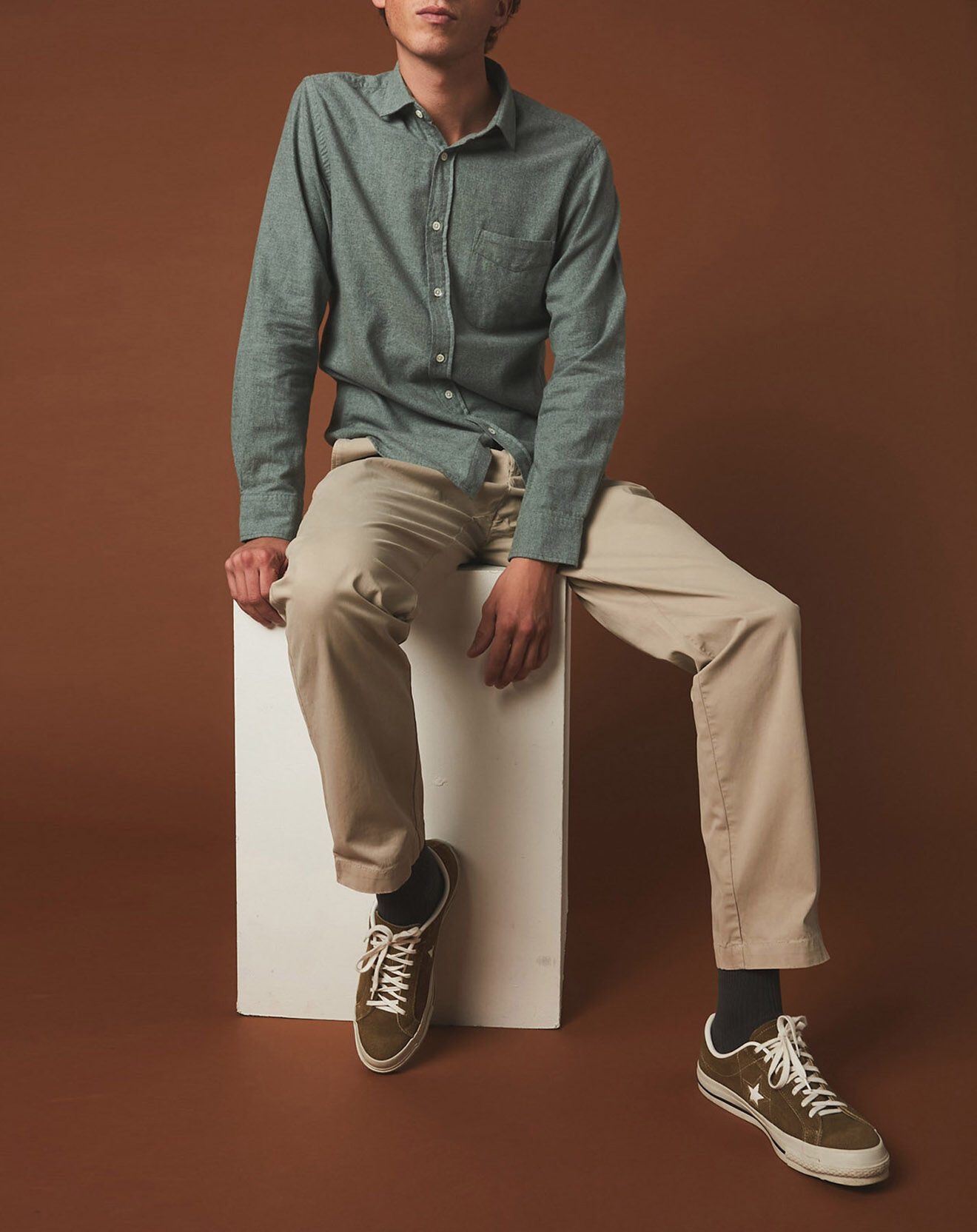 Hartford Chemise en Flanelle slim Storm amande