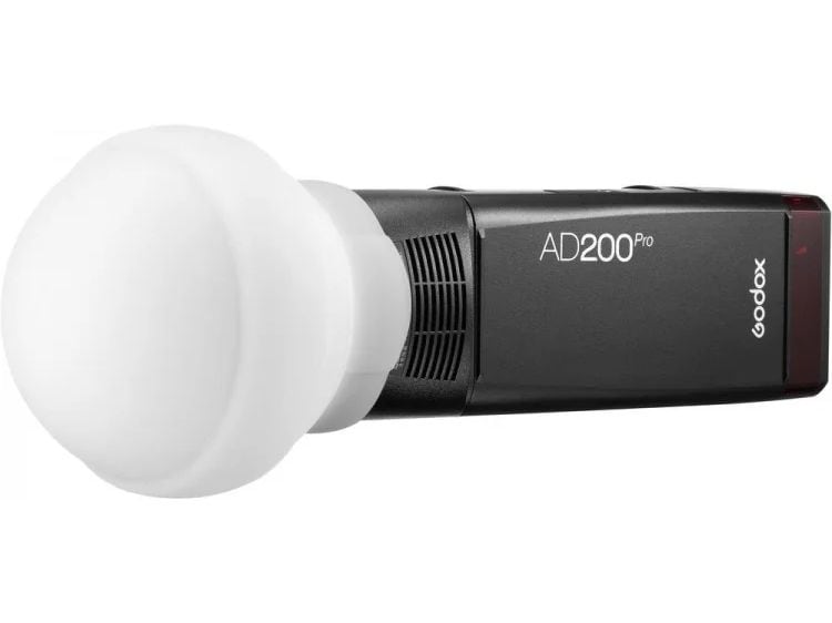 Godox AK-R22 Streukuppel Dieser kompakte, faltbare Softbox-Diffusor wurde für die Verwendung mit kompakten Rundkopfblitzen wie dem AD100Pro, AD200Pro mit dem H200R-Kopf und den V1-Kamerablitzen entwickelt