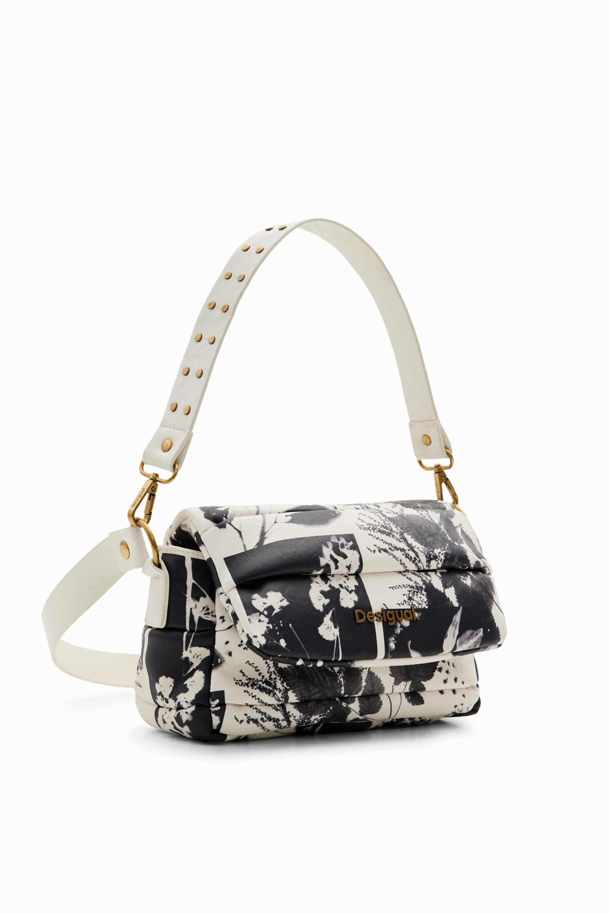 Pequena bolsa de ombro com folhas