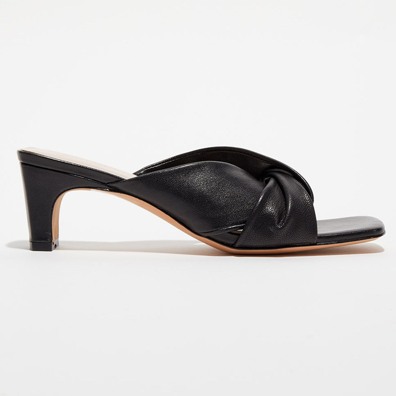 Mi/Mai Mules en Cuir Fidji croisées noires - Talon 5.5 cm