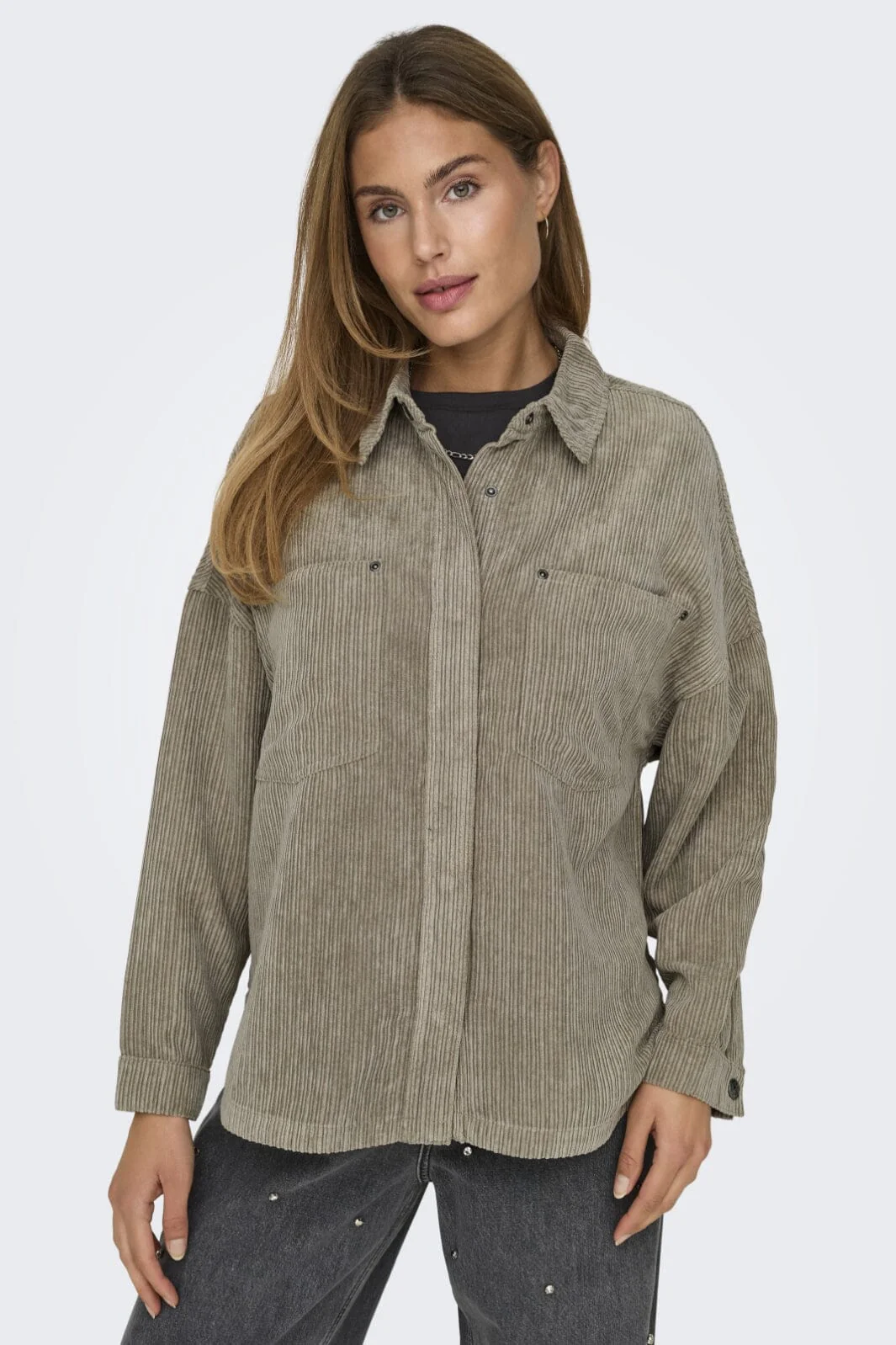 Only Onljanine-Rai Ls Ovs Cord Shacket 4452954 weathered teak
