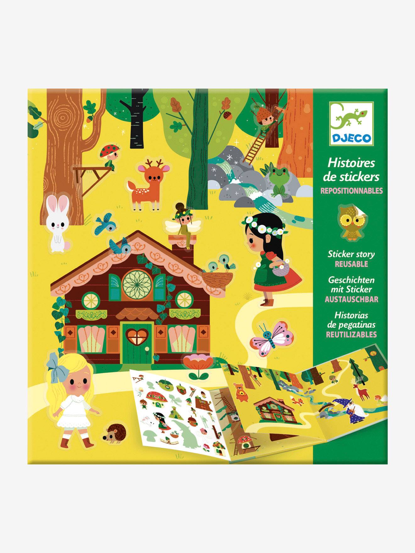 Adesivos reutilizáveis da Floresta Mágica DJECO Multicoloridos
