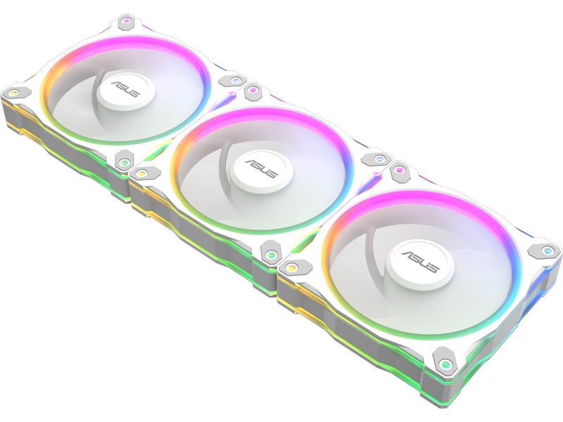 ASUS PC-Lüfter Prime MR120 Fan ARGB Reverse 3 in 1 Weiss 3er-Pack leiser Reverse-Lüfter mit rückseitiger ARGB-Beleuchtung und PWM-Steuerung
