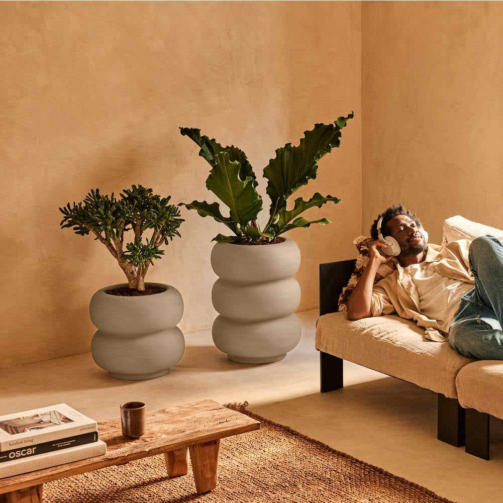 Elho Amber Roll High 43 - Balanced beige - Ã 43 x H 58 cm - Binnen en Buiten - 100% gerecycled kunststof