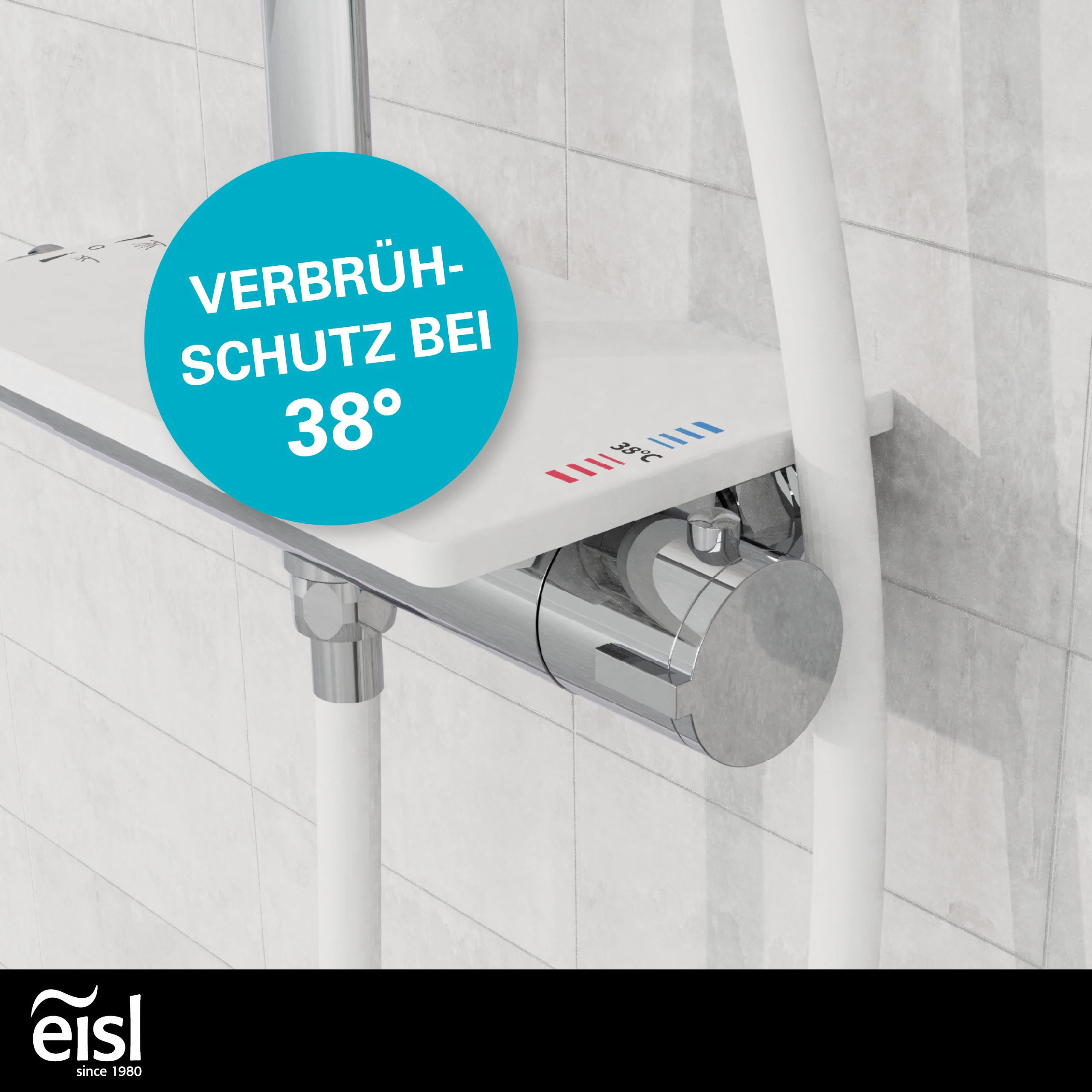 Eisl Duschset GRANDE VITA Regendusche mit Thermostat Chrom/Weiß