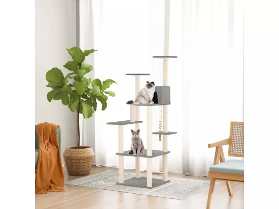 Arbre à chat avec griffoirs en sisal Gris clair 153 cm