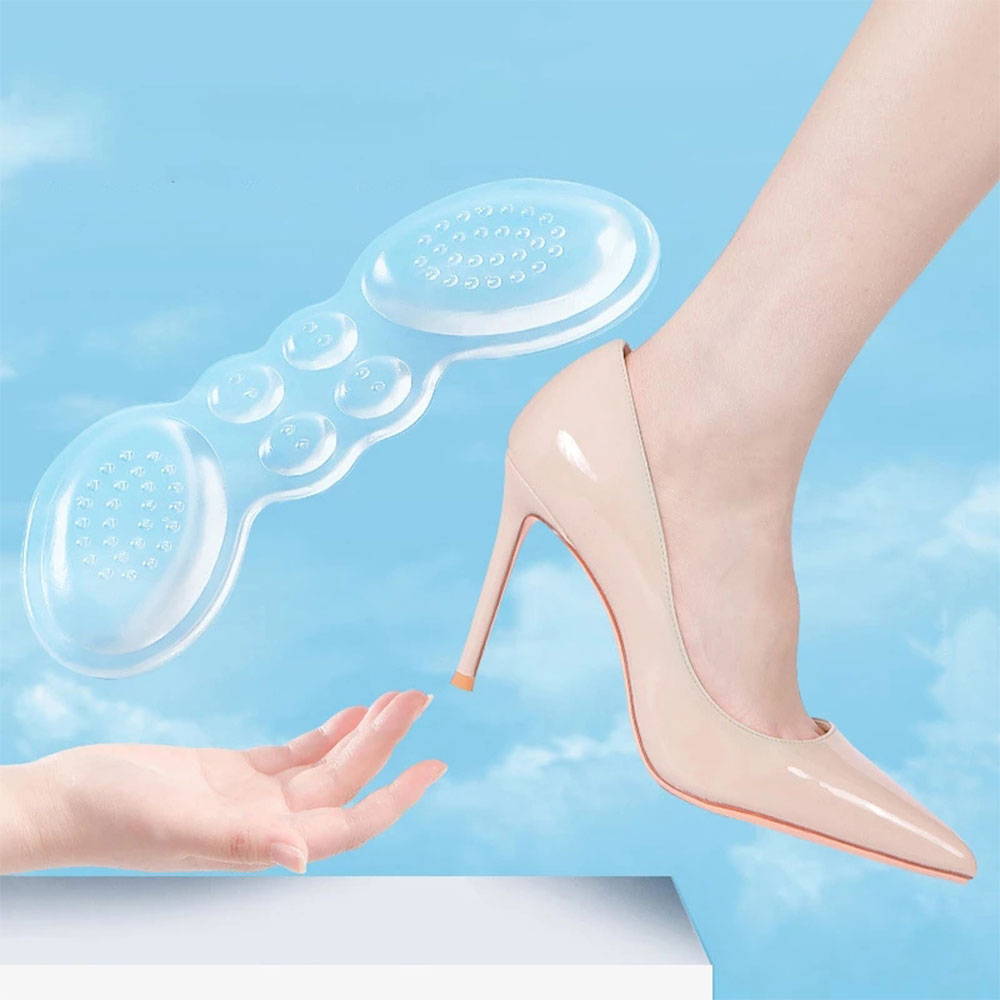 (1 Paar) 3mm Ultraweiche Silikon Gelpad Fersen Einlage Anti-Rutsch / Massage Einlagen für High Heels - Transparent