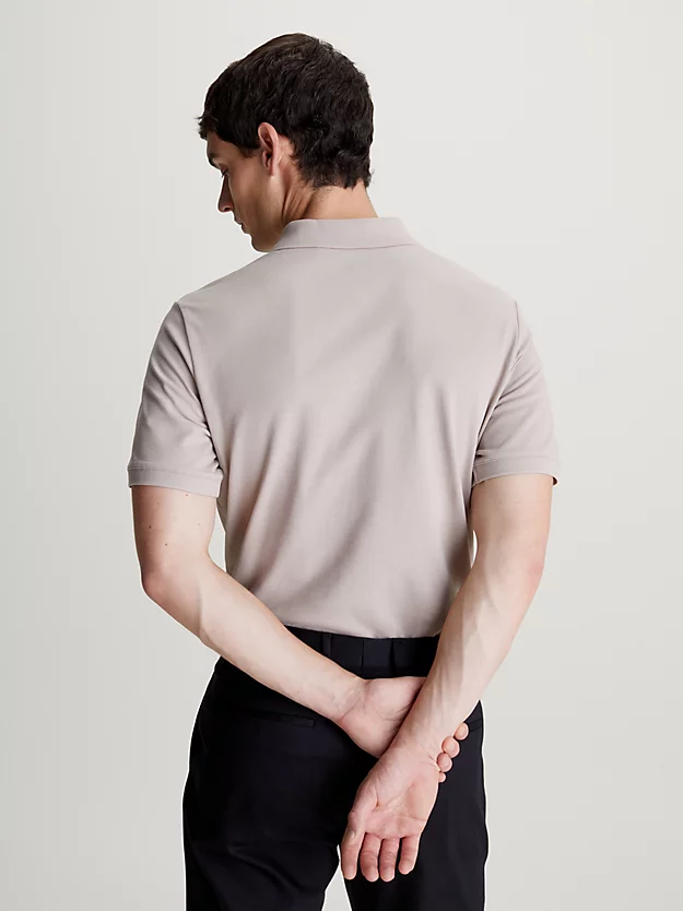 Camisa polo de corte justo com gola elástica em piqué