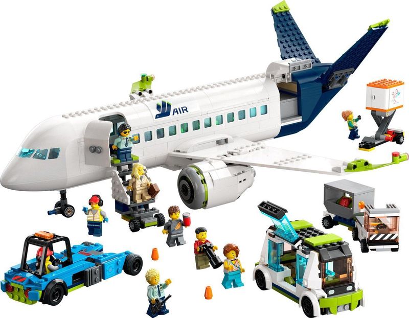 LEGO City - Passagiersvliegtuig Bouwpakket - Vliegtuig - Inclusief Voertuigen en Minifiguren