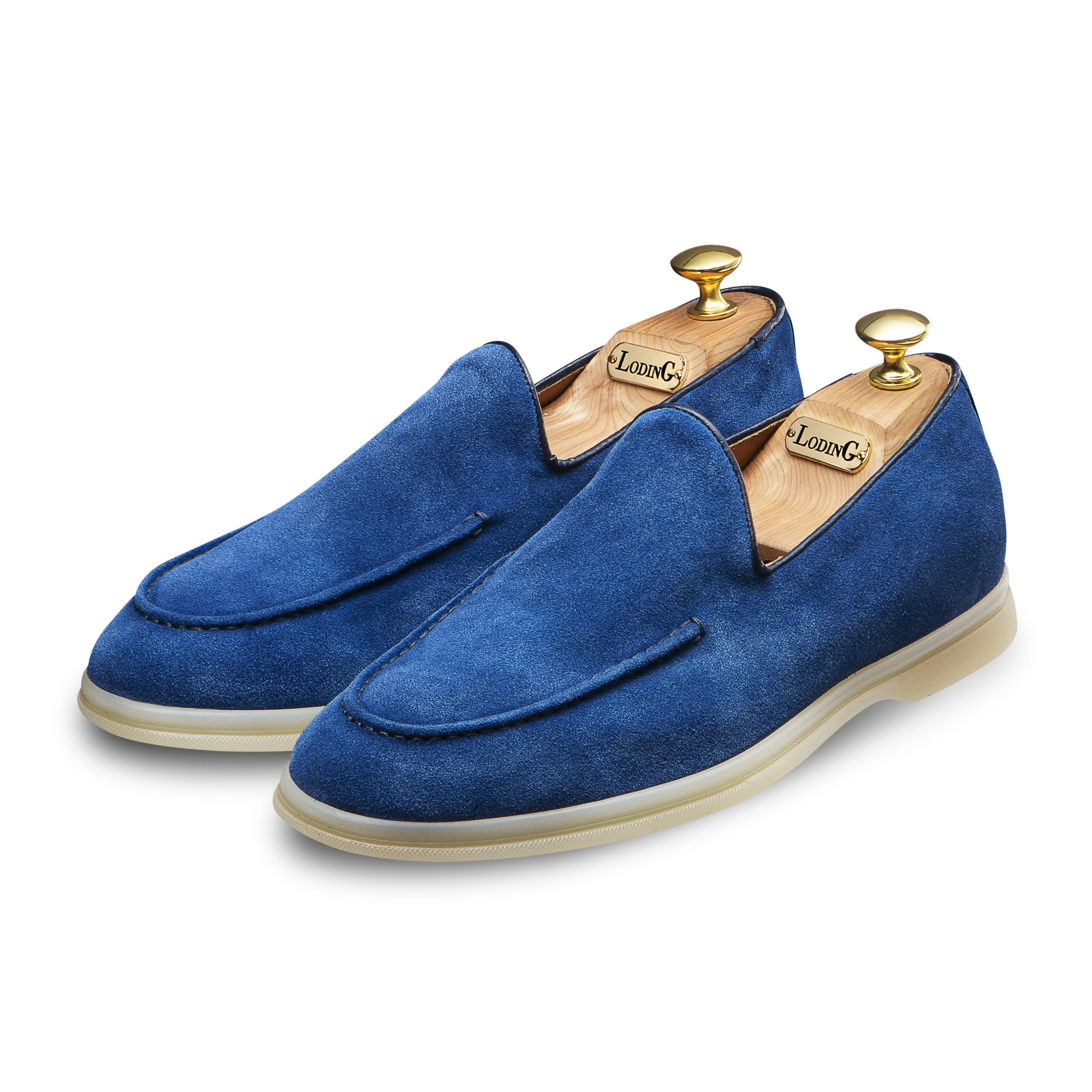 Mocassin d'été veau velours bleu semelle gomme Sienne 398