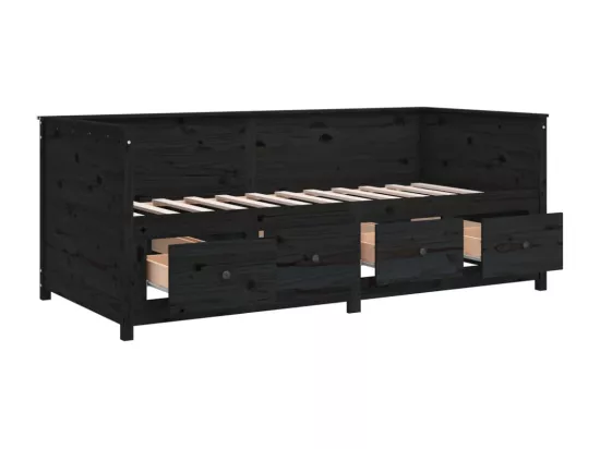 Lit de jour sans matelas noir 100x200 cm bois de pin massif