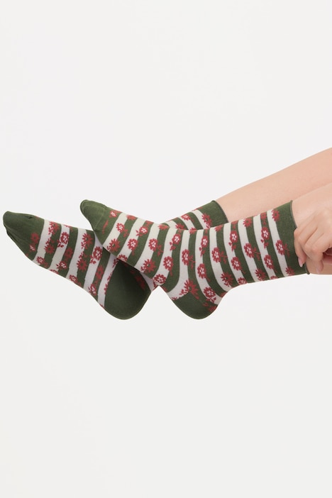 Socken, 3er-Pack, Blümchen, Rollkante
