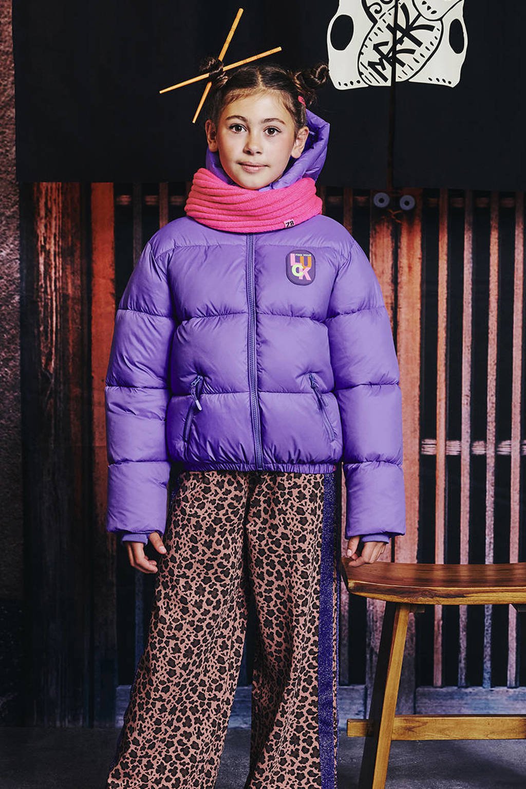 Z8 kids gewatteerde winterjas Tina paars