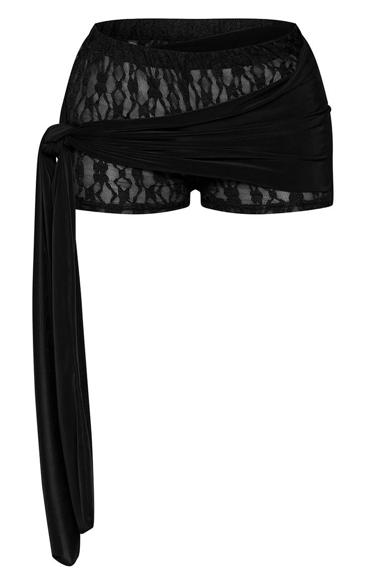 Noir Short Mini En Dentelle Petite Avec Détail Cache-cœur