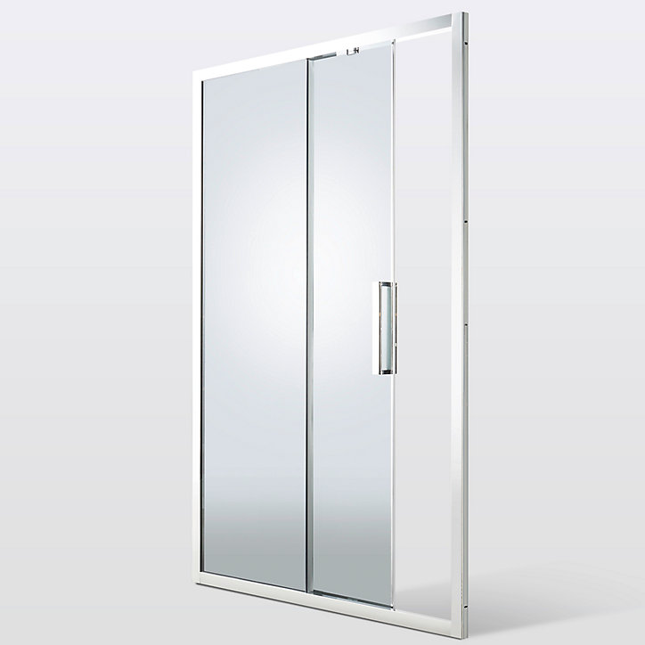 Porte de douche coulissante Cooke & Lewis Zilia verre fumé 140 cm