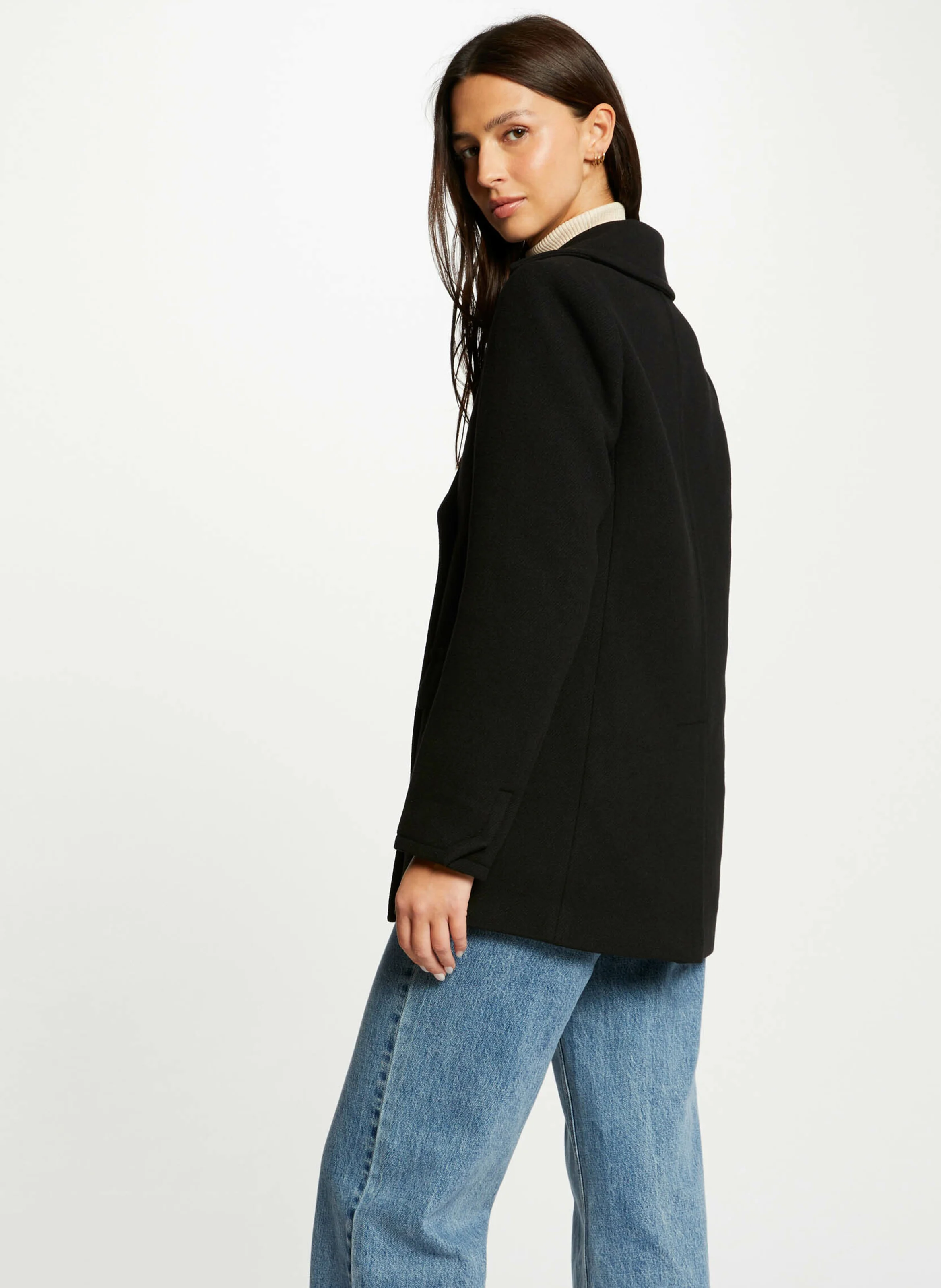 GCAB - Manteau col tailleur droit | Noir