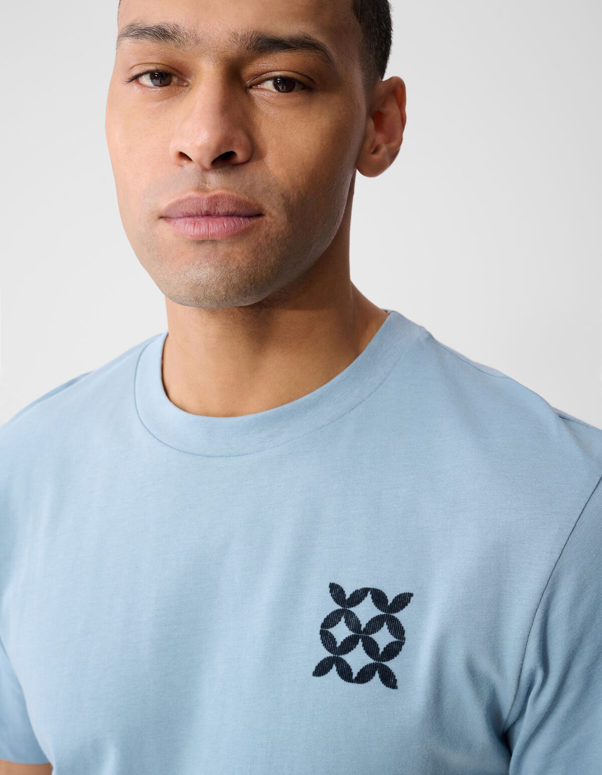 Striped Logo Artwork T-shirt Lichtblauw