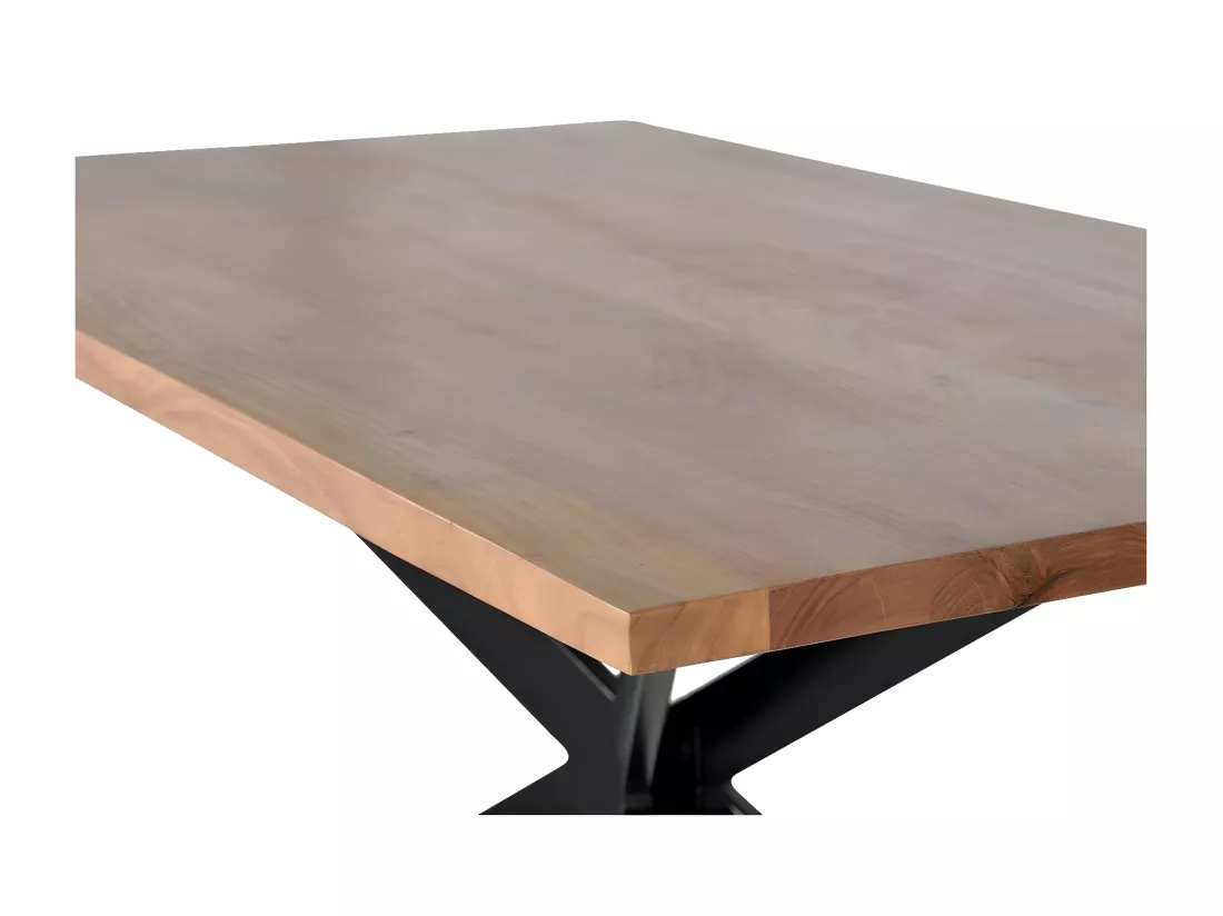 Table à manger en bois d'acacia naturel et pieds en métal noir Multicolor.Giner y Colomer.78x90x180