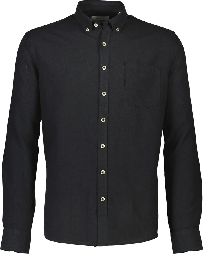Lindbergh Cotton/linen shirt L/S Sort