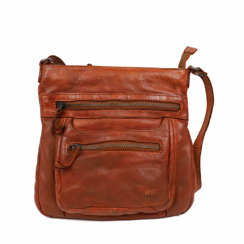 BEAR DESIGN Umhängetasche Cognac Leder