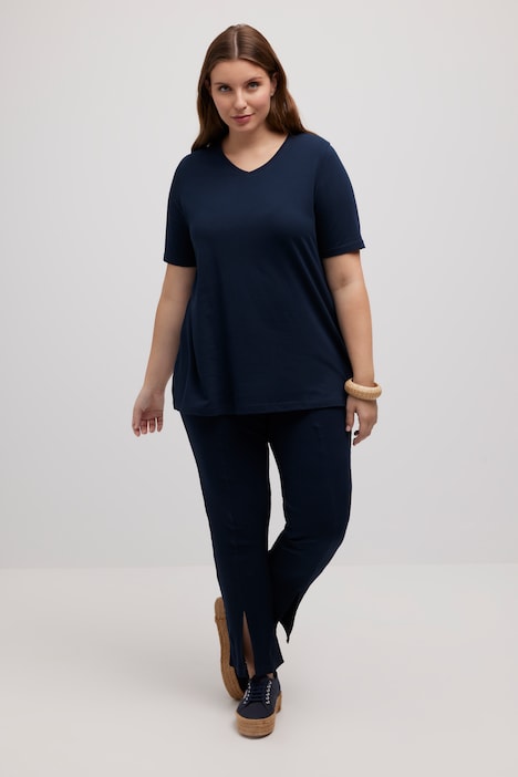 Leggings, ausgestelltes Bein, Rippjersey, Biobaumwolle