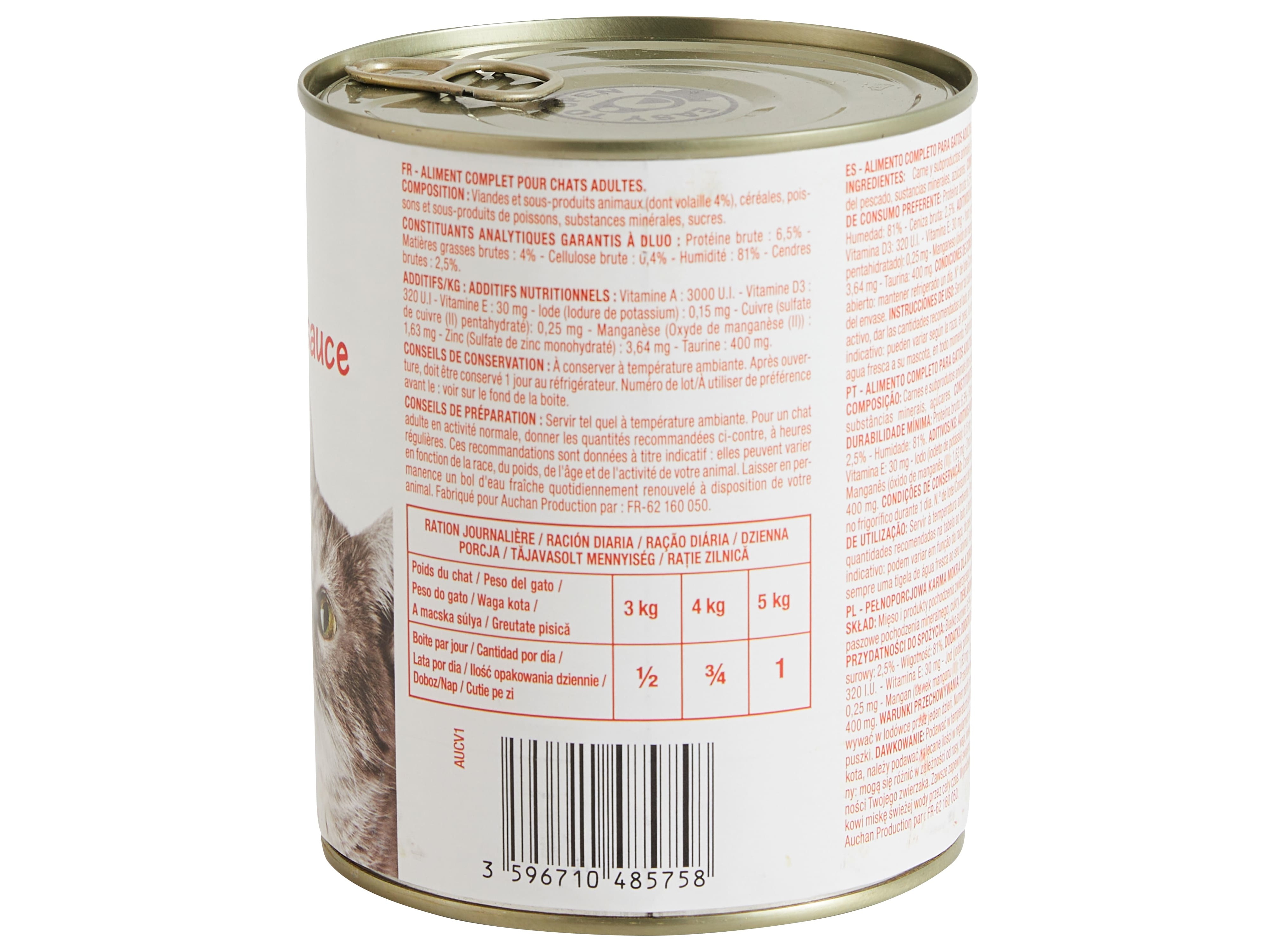 COMIDA HÚMIDA PARA GATO POLEGAR PEDAÇOS EM MOLHO COM AVES 800G