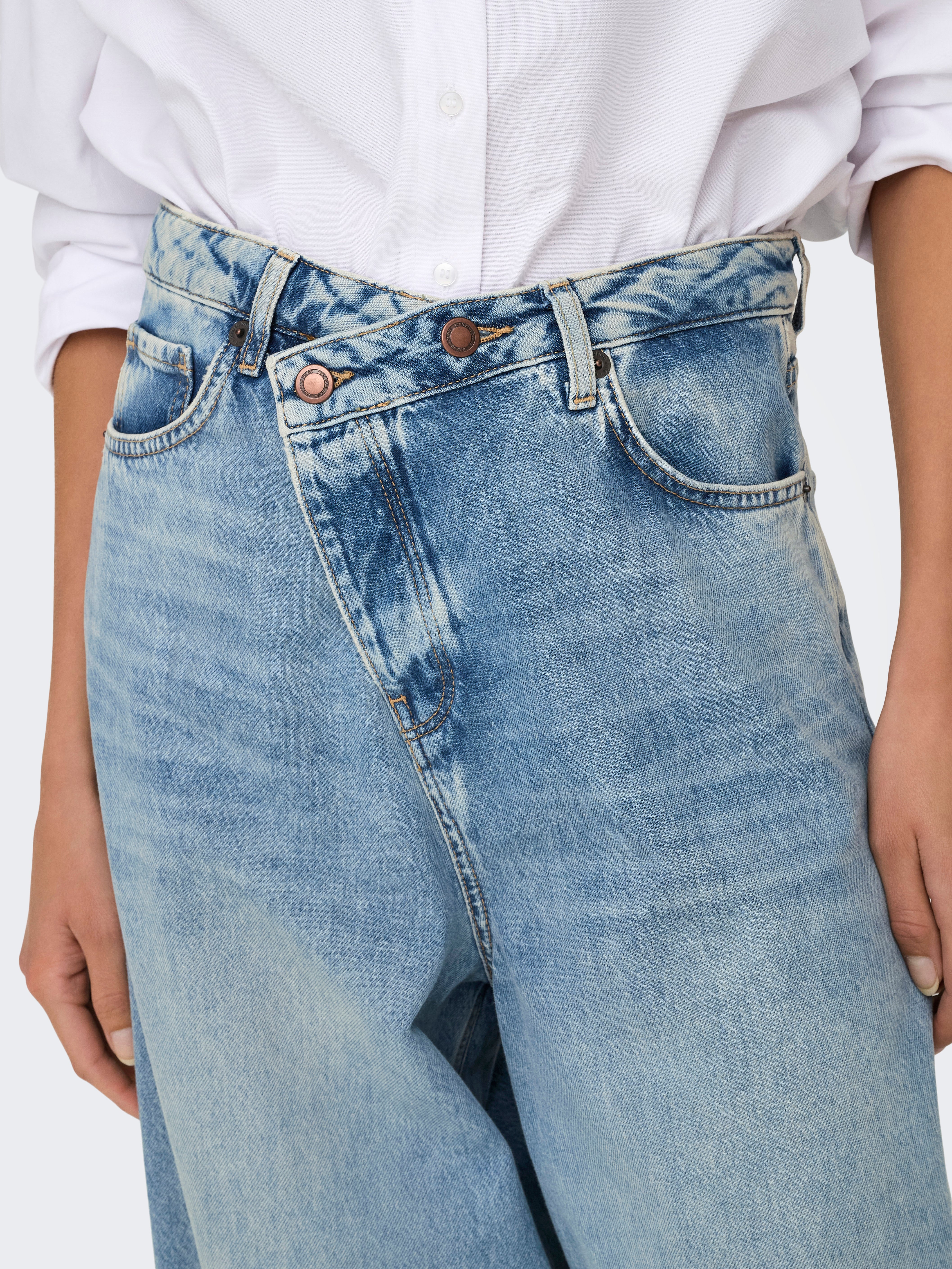 ONLECHO Mittlere Taille Weiter Beinschnitt Jeans Medium Blue Denim
