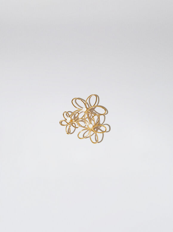 Broche com Flores - Bege