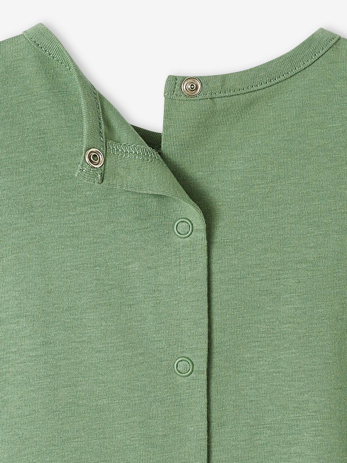 Camiseta listrada verde de manga comprida para bebê