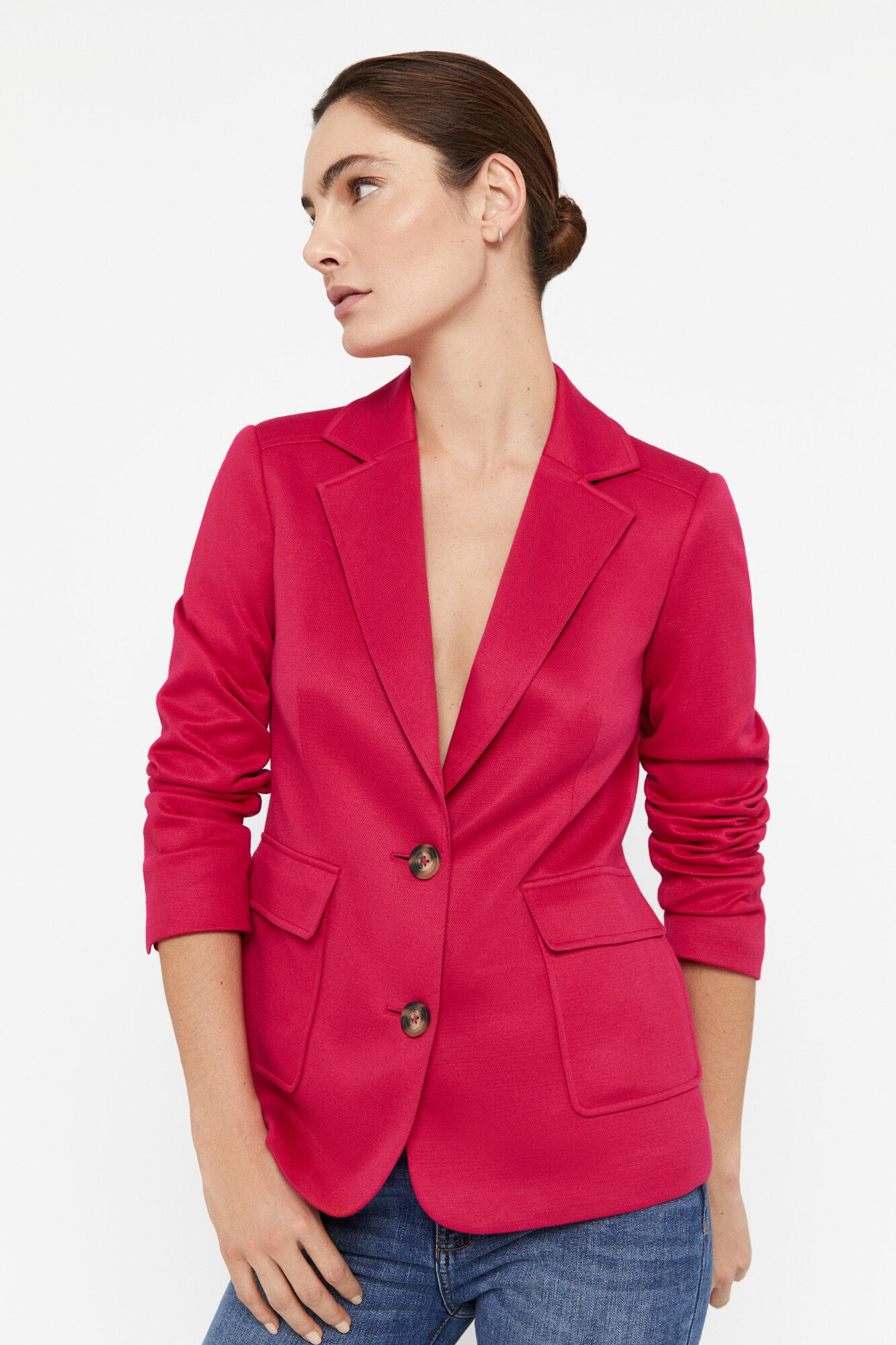 Blazer de malha piqué - Rosa