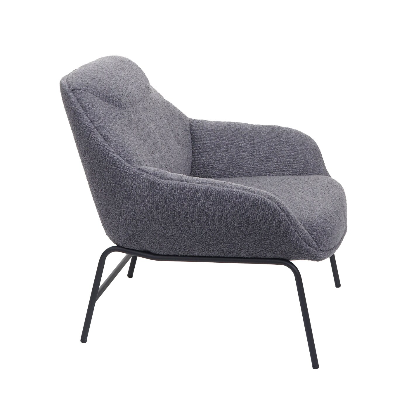 Lounge-Sessel MCW-J77, Cocktailsessel Sessel, Bouclé Stoff Metall ~ dunkelgrau