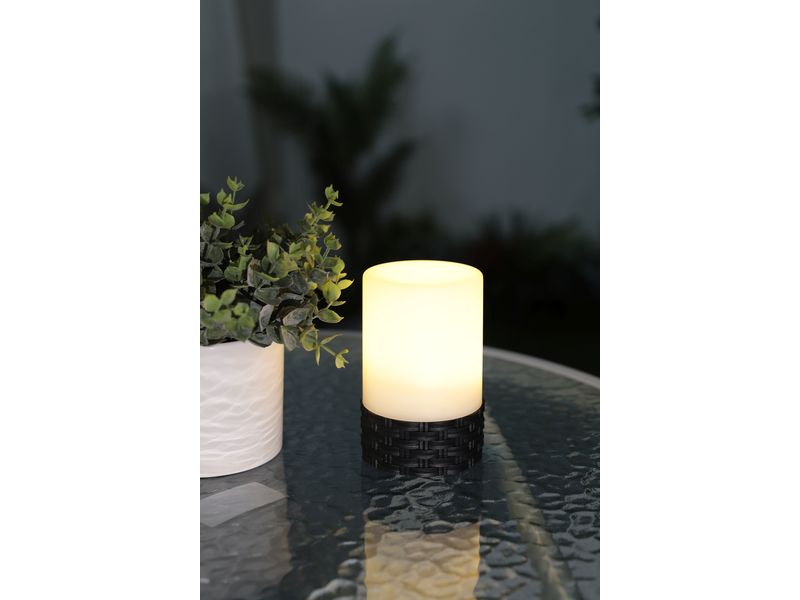 Dameco Tisch Leuchte Rattan LED Solar Tisch Leuchte