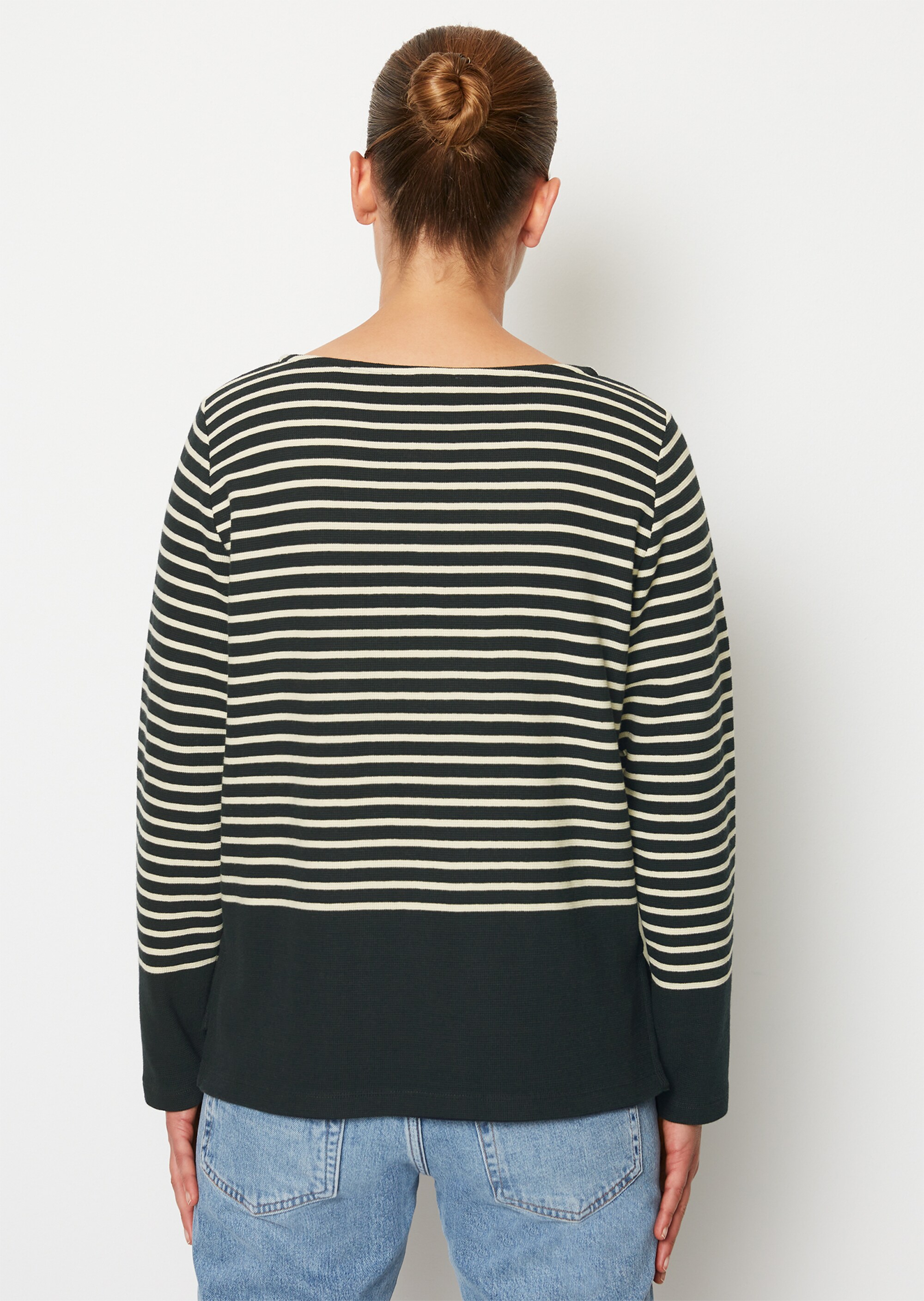 Ringel-Longsleeve relaxedaus Waffel-Jersey