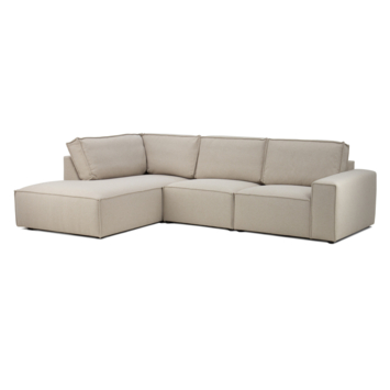 KARWEI modulaire bank James eindstuk hoek lang links grof geweven beige polyester