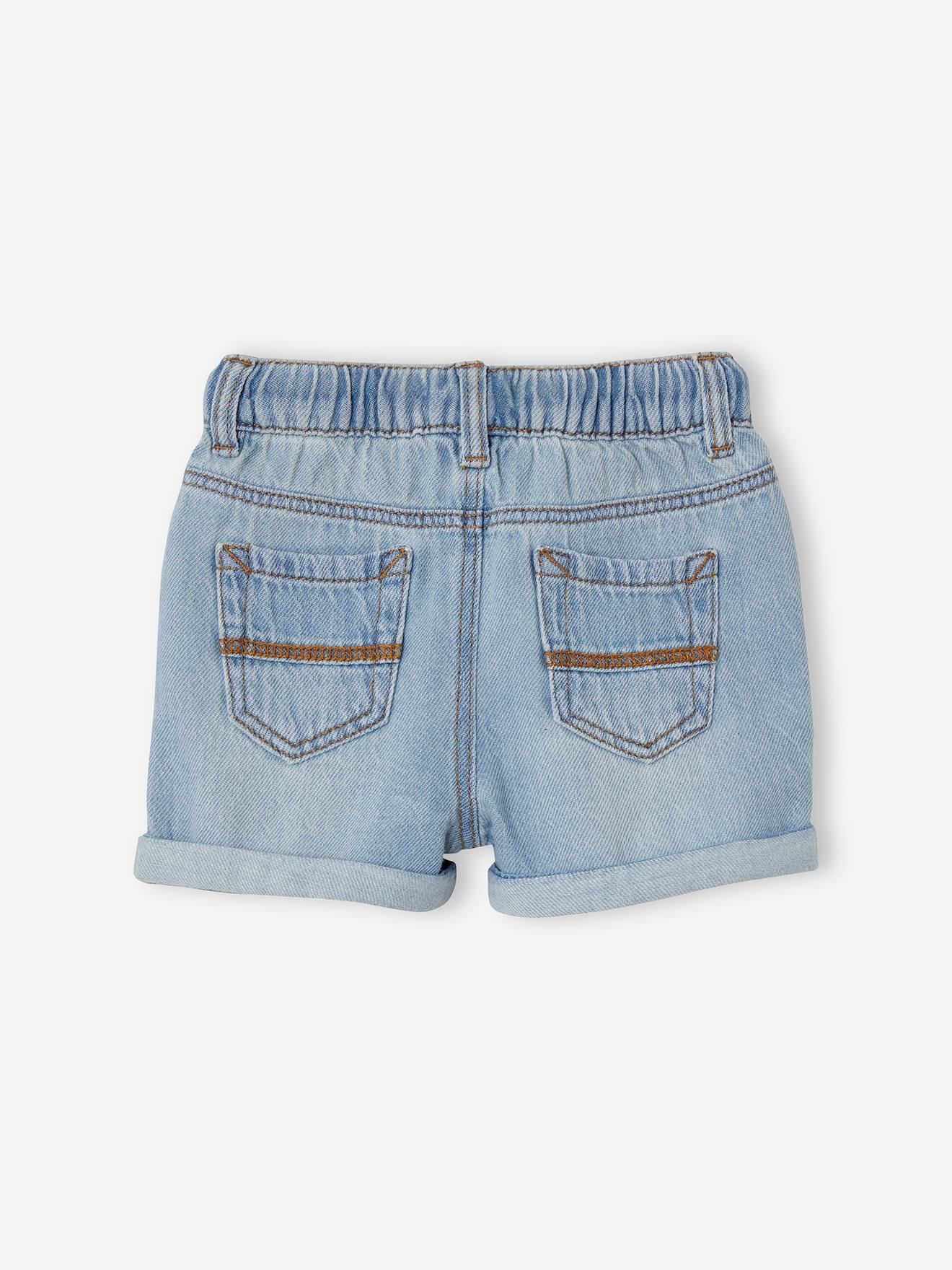 Shorts jeans azul bebê de lavagem média
