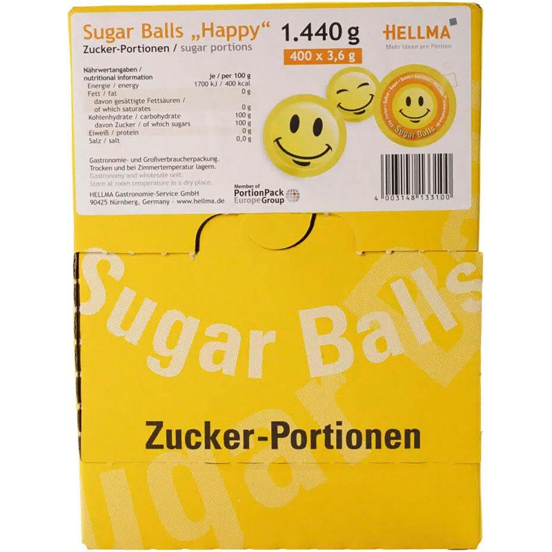 sachets de sucre Sugar Balls 'Happy', présentoir en