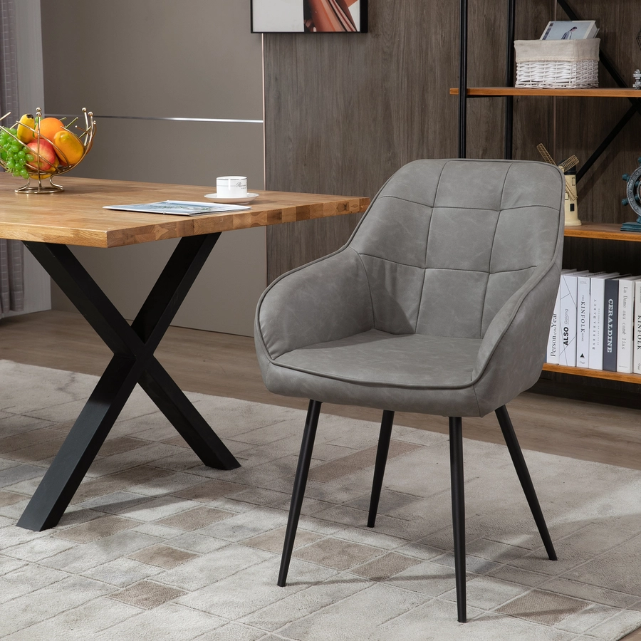 HOMCOM Stuhl Wannenförmiges Design, Robuste Metallbeine Grau