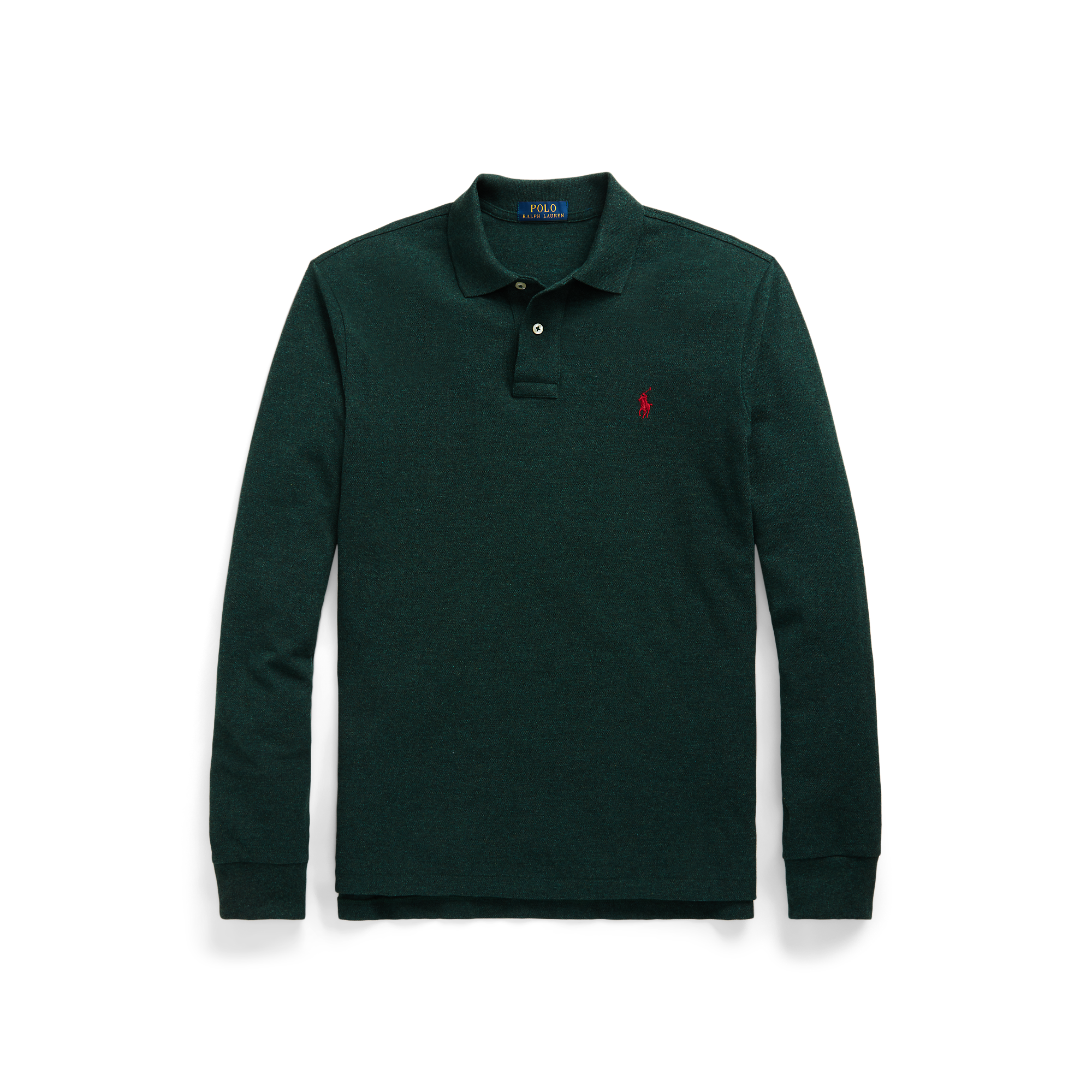 Polo manches longues regular-fit en piqué de coton | Vert