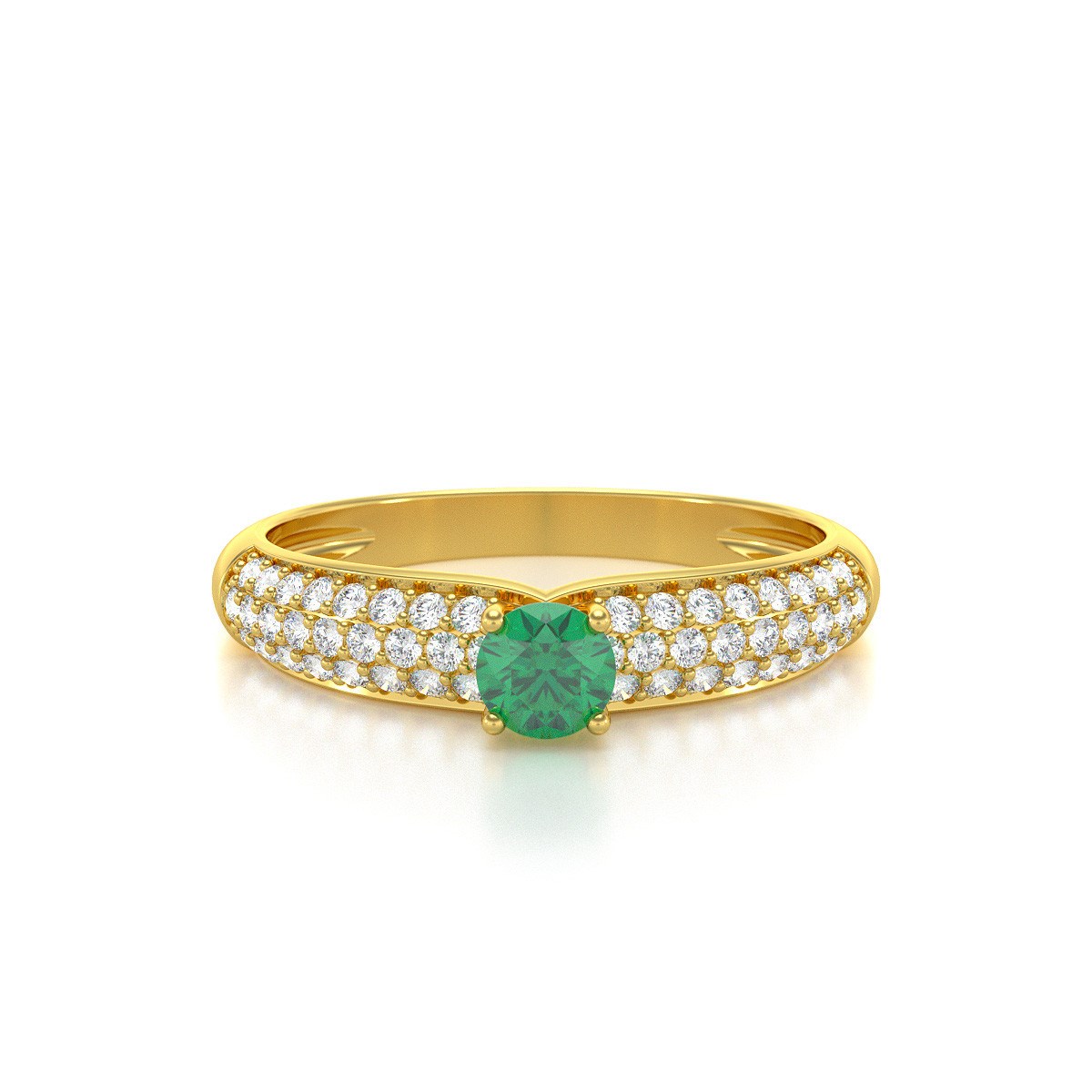 Bague ADEN Or 585 Jaune Emeraude et diamants 1.978grs