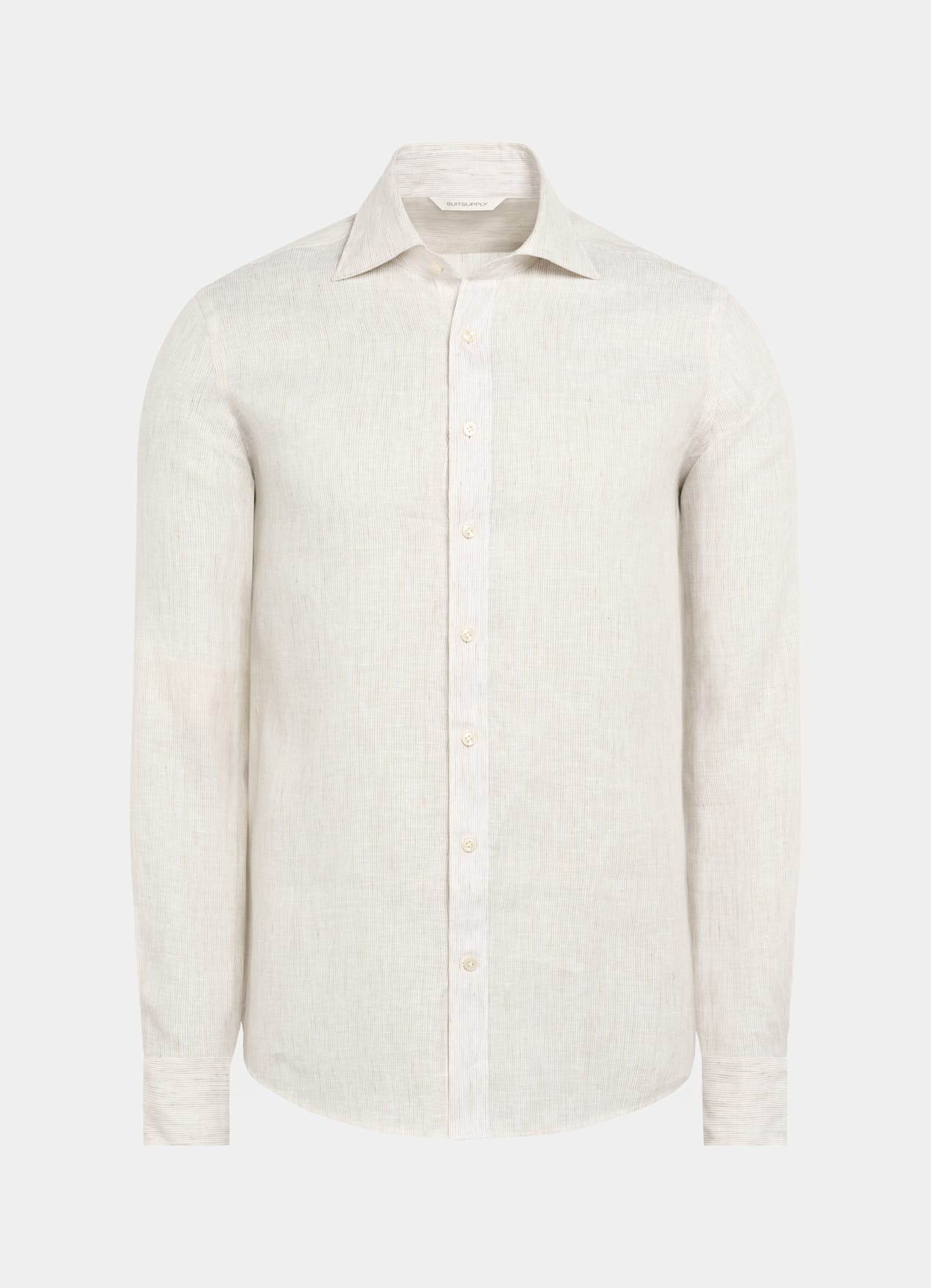 Chemise coupe ajustée marron clair à rayures