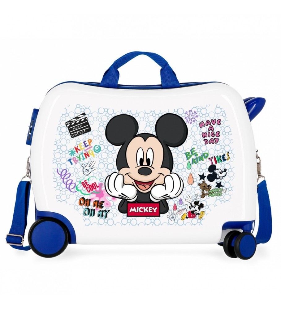 Mala infantil Disney Mickey Mouse Be Cool branca - 38x50x20cm -