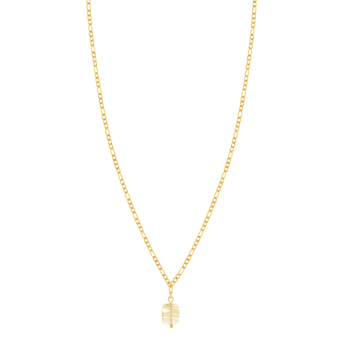 Collier acier doré quartz jaune 46 cm