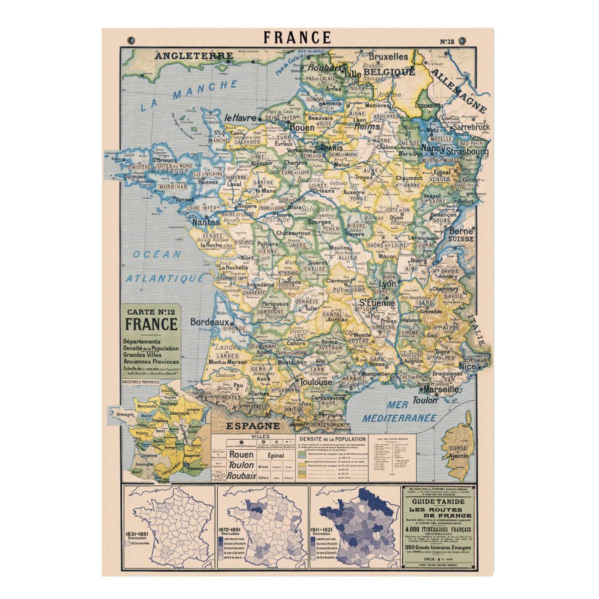 Affiche vintage carte de France Letterbox