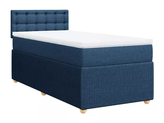 Sommier à lattes de lit avec matelas Bleu 90x190 cm Tissu